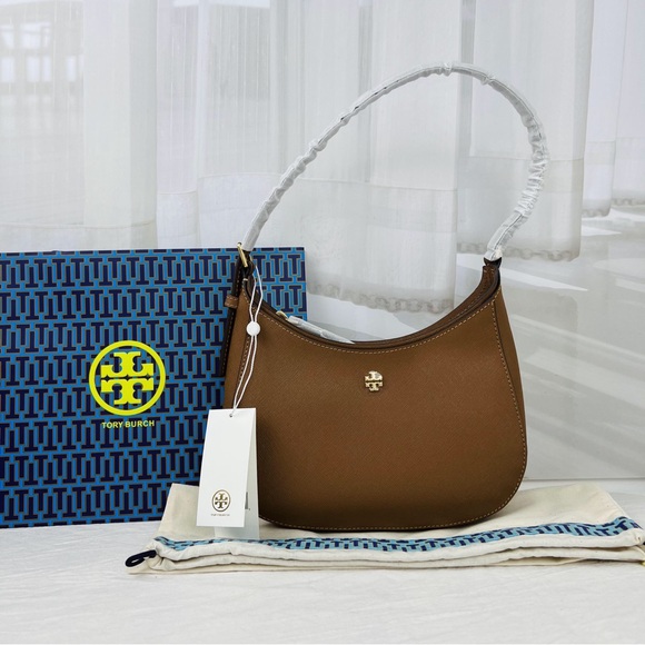 NWT Tory Burch Emerson Saffiano Leather Shoulder Bag in Moose 150258 main image 1